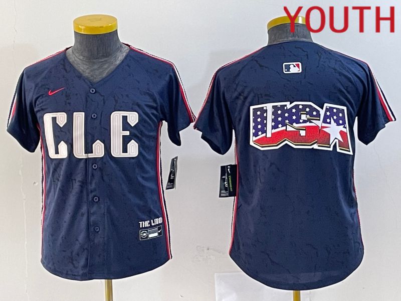 Youth Cleveland Indians Blank Blue City Edition Nike 2024 MLB Jersey style 3->youth mlb jersey->Youth Jersey